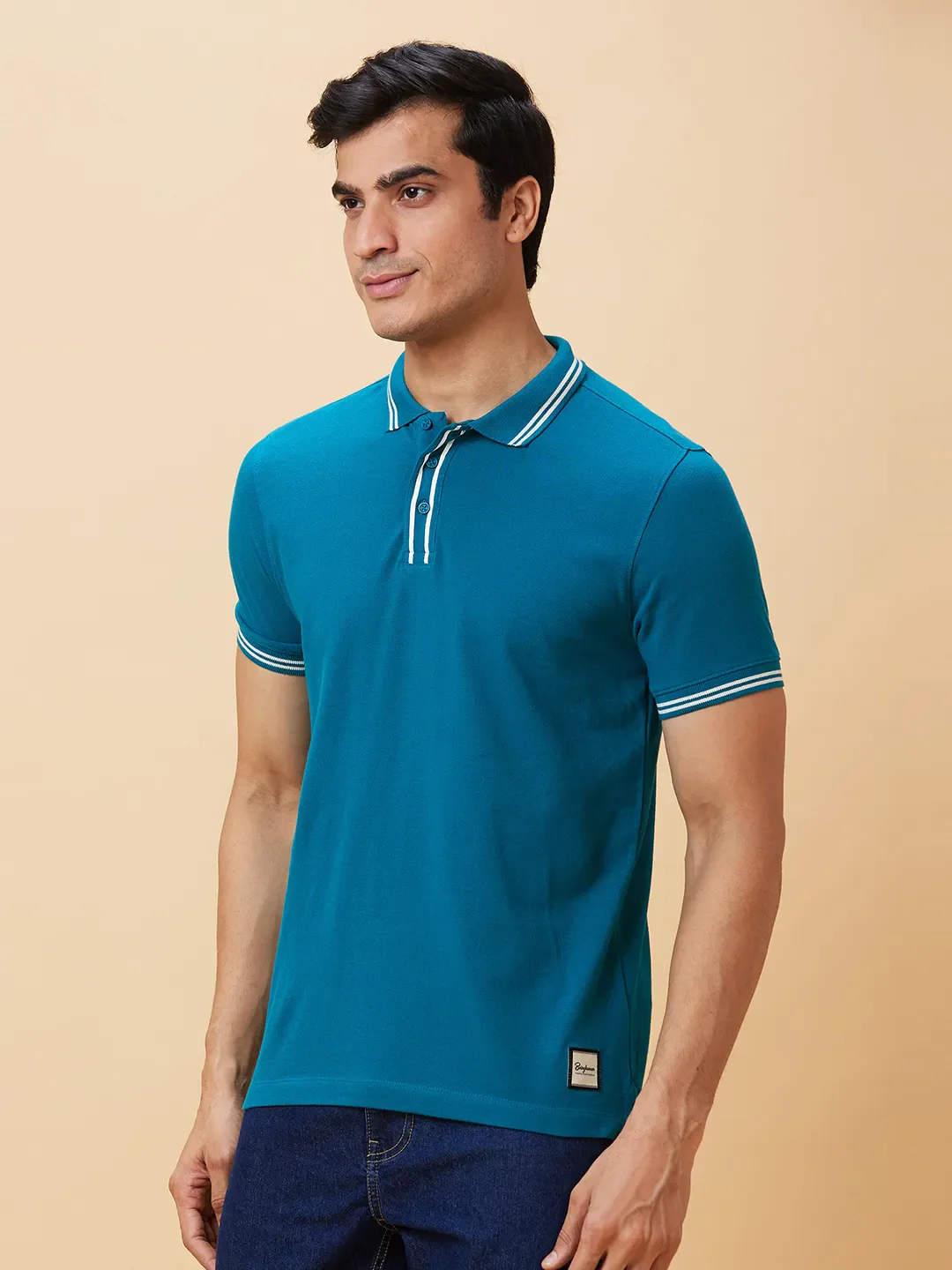 Blue Regular Fit Men's Polo T-Shirt by Being Human Clothing - Image 3
