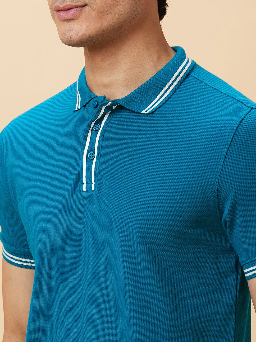 Blue Regular Fit Men's Polo T-Shirt by Being Human Clothing - Image 4
