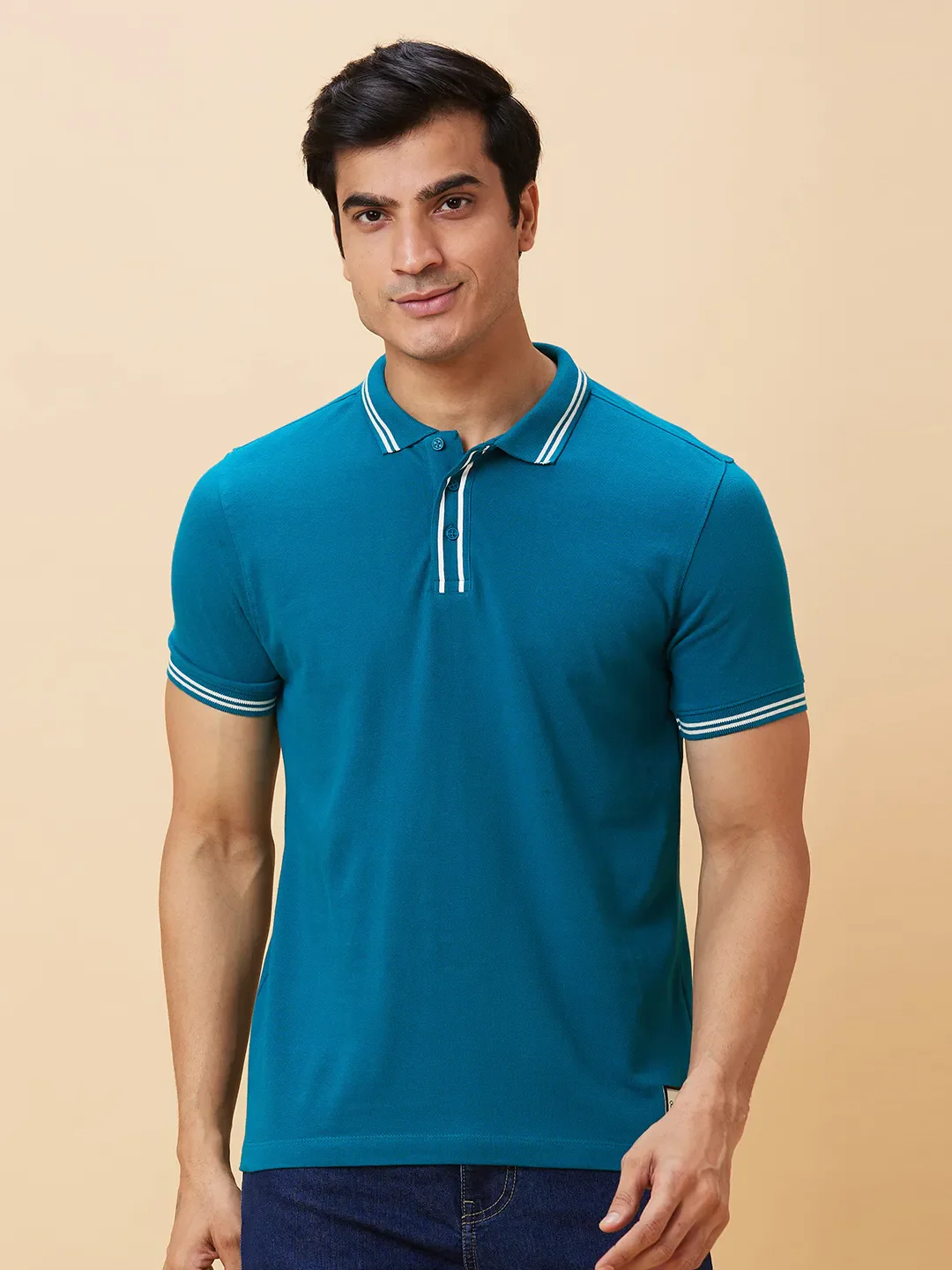 Blue Regular Fit Men's Polo T-Shirt by Being Human Clothing - Image 6