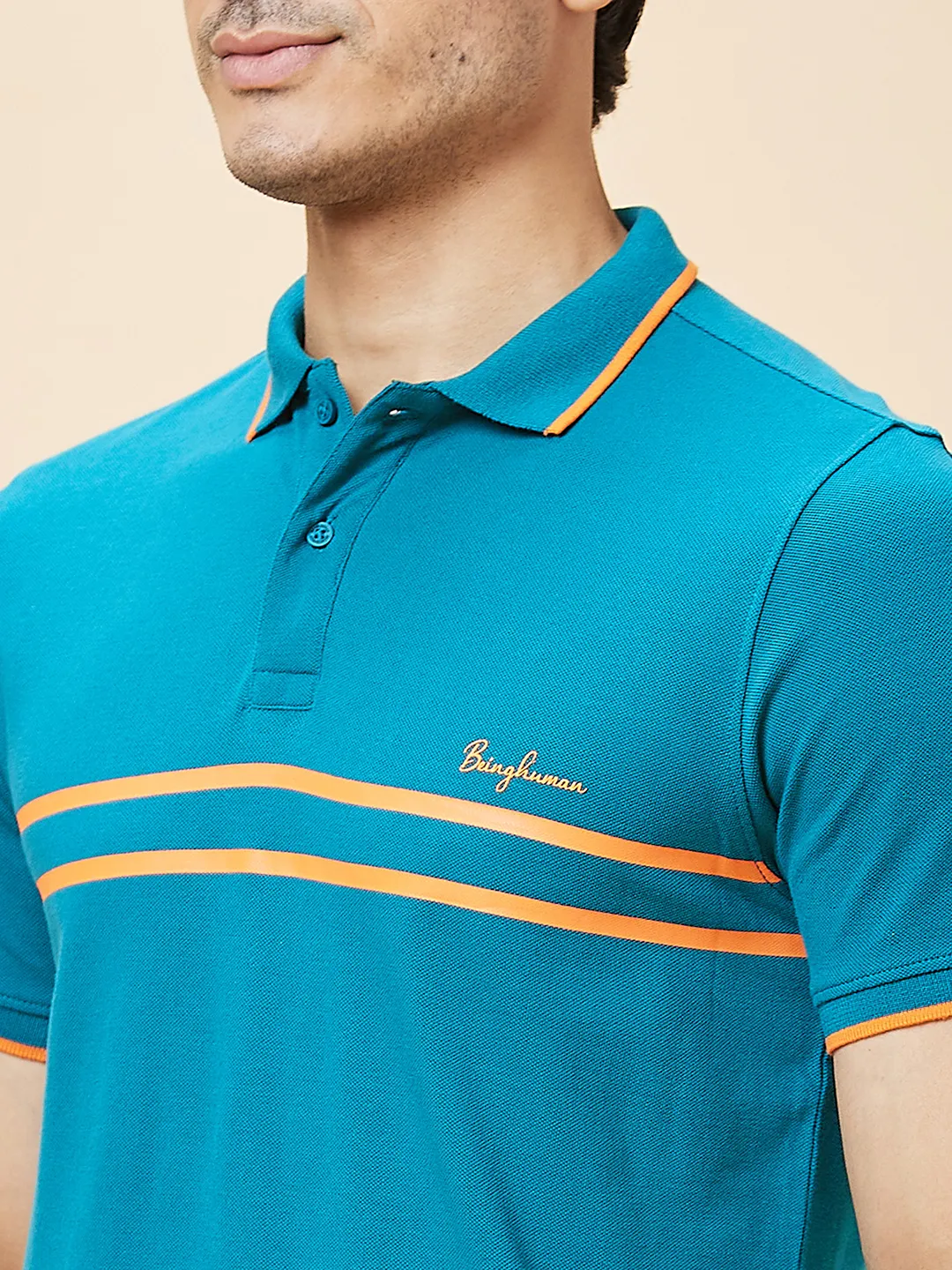 Blue Regular Fit Men's Polo T-Shirt by Being Human Clothing - Image 4
