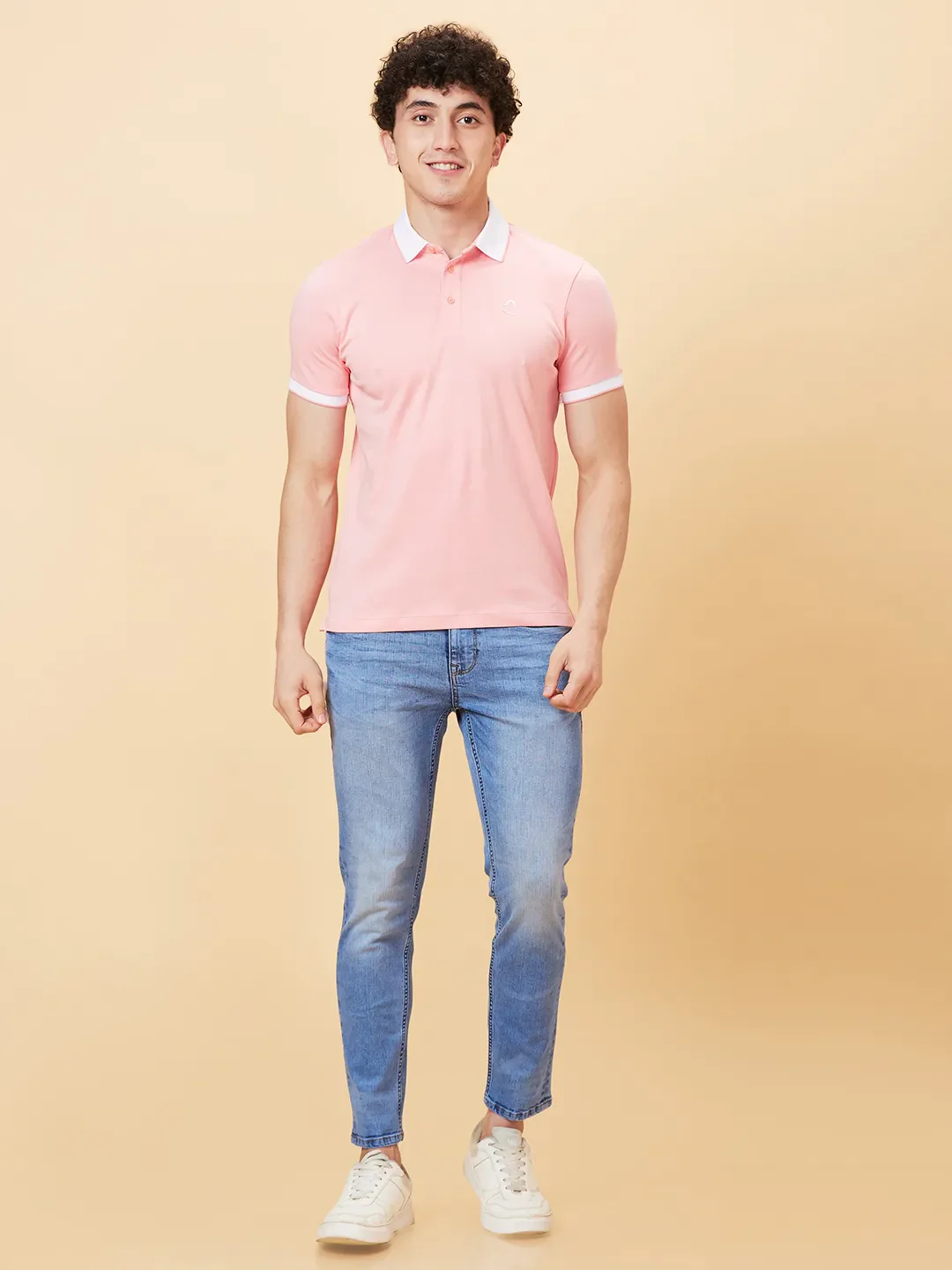 Pink Regular Fit Men's Polo T-Shirt by Being Human Clothing - Image 2