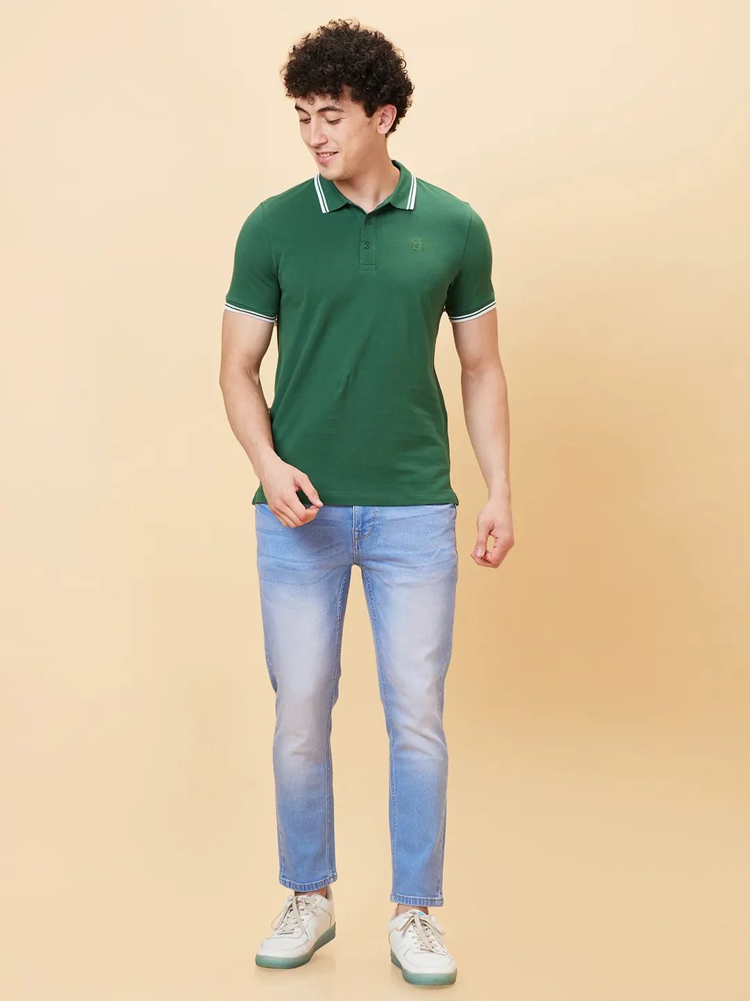 Green Regular Fit Men's Polo T-Shirt by Being Human Clothing - Image 2