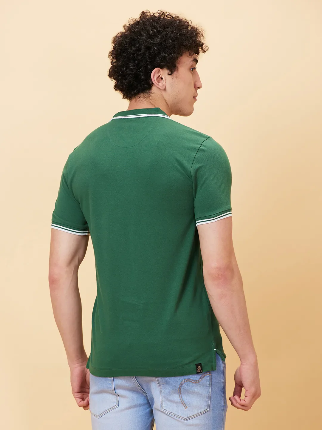 Green Regular Fit Men's Polo T-Shirt by Being Human Clothing - Image 4