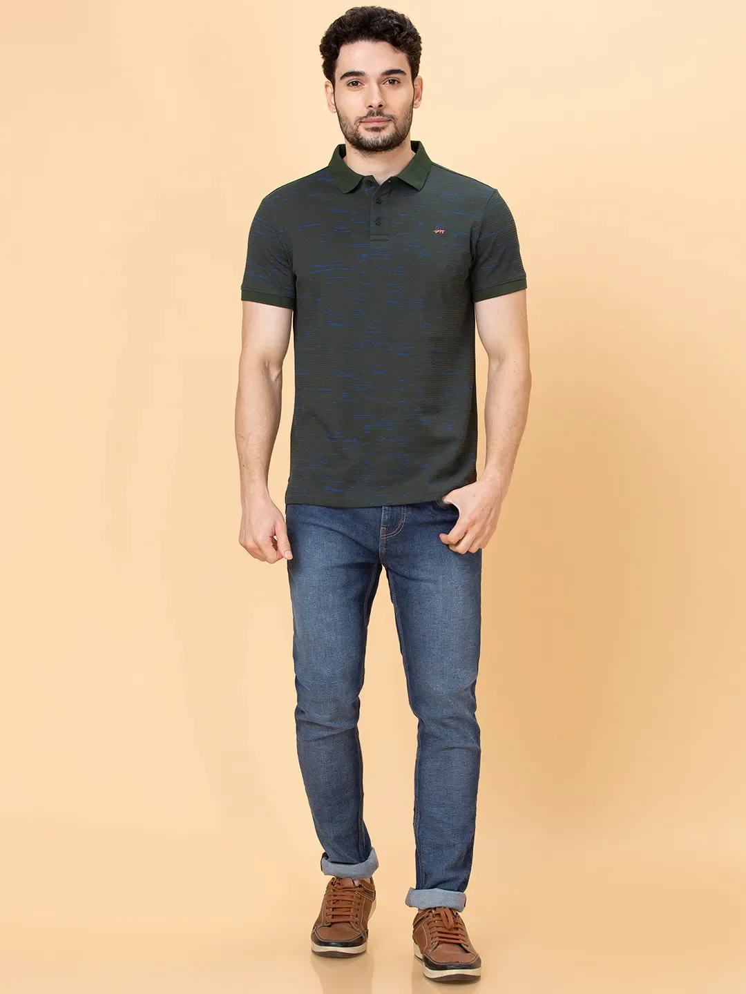 Forest Green Regular Fit Men's Polo T-shirt by Being Human Clothing - Image 2