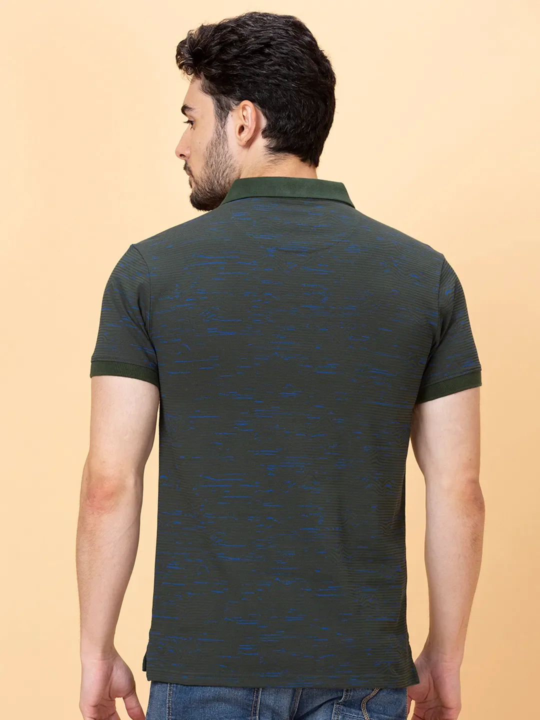 Forest Green Regular Fit Men's Polo T-shirt by Being Human Clothing - Image 3