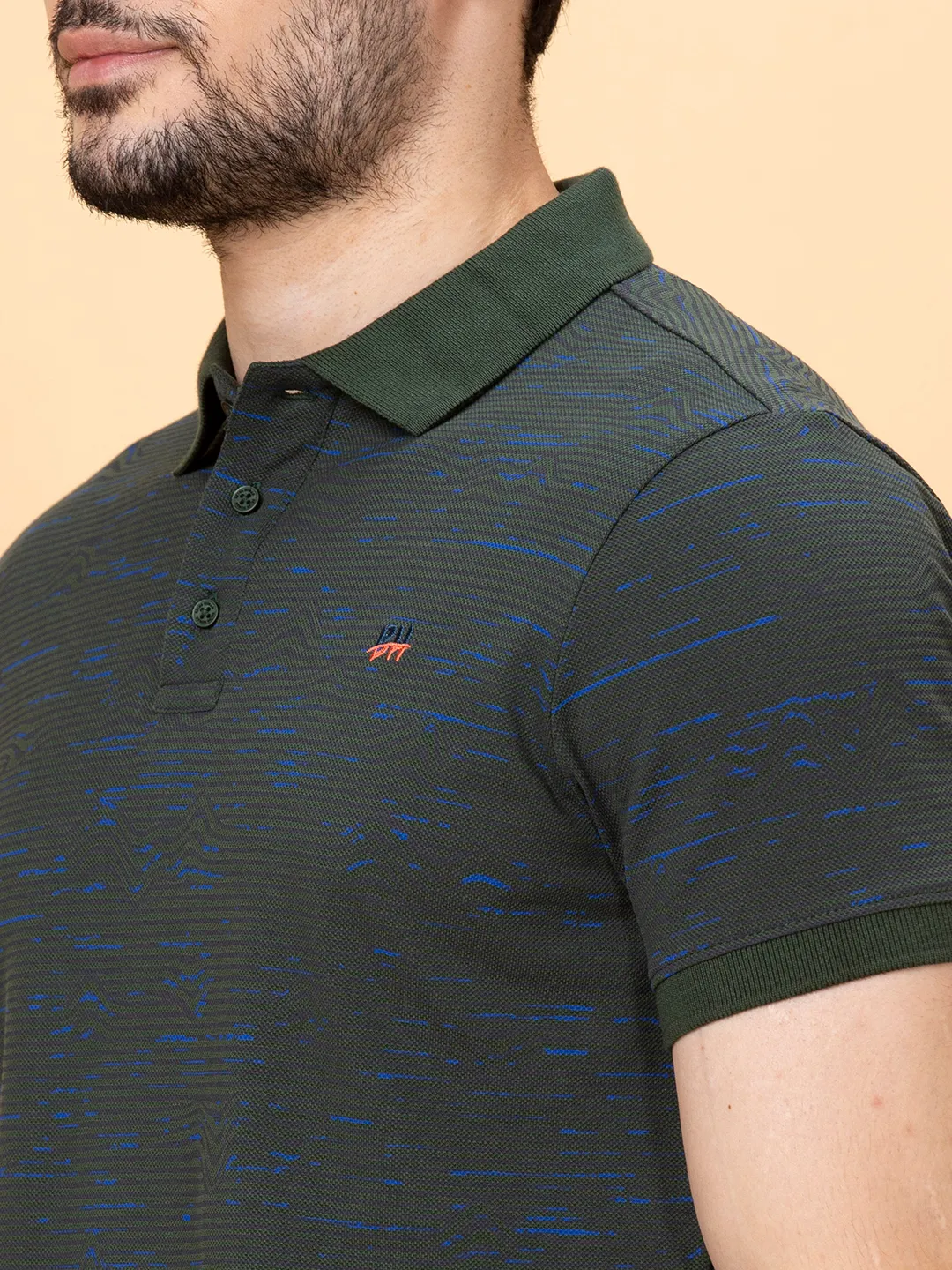 Forest Green Regular Fit Men's Polo T-shirt by Being Human Clothing - Image 5