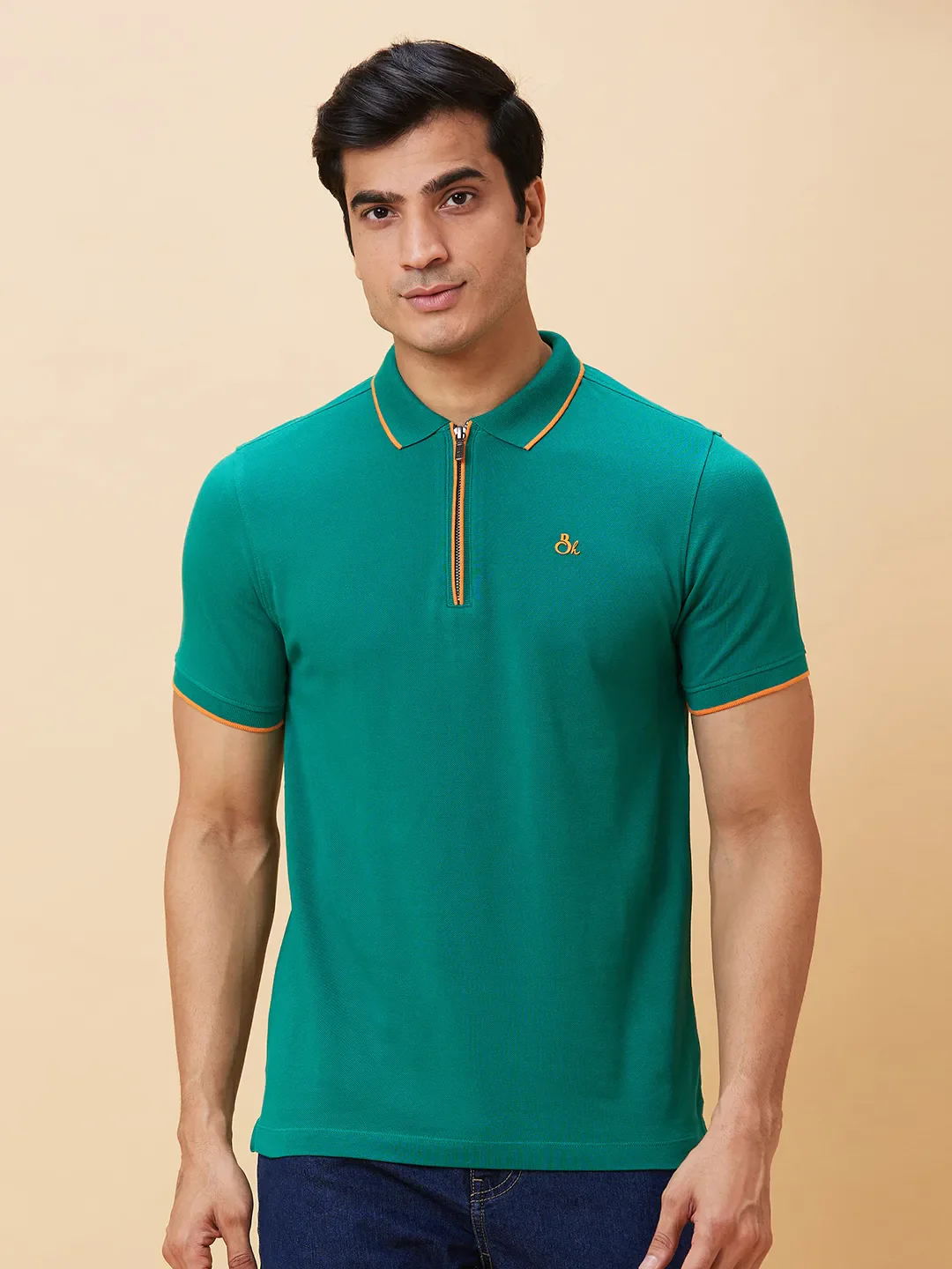 Green Regular Fit Men's Polo T-Shirt by Being Human Clothing - Image 6
