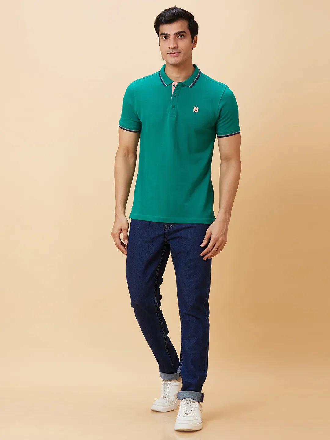 Green Regular Fit Men's Polo T-Shirt by Being Human Clothing