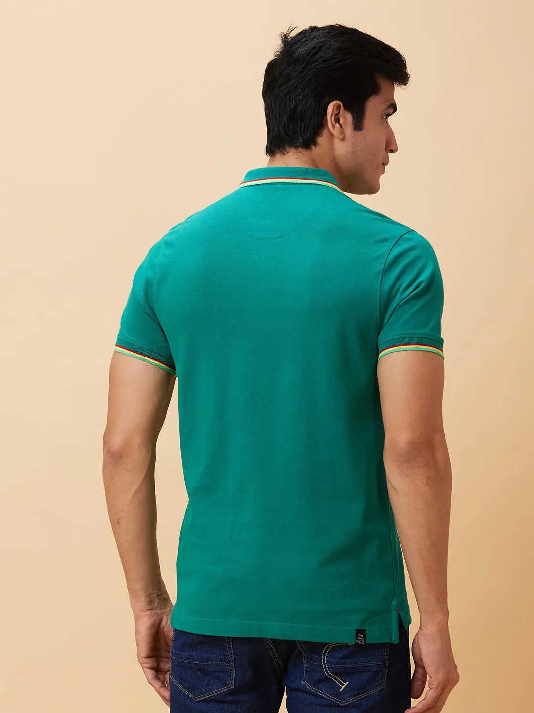 Green Regular Fit Men's Polo T-Shirt by Being Human Clothing - Image 2