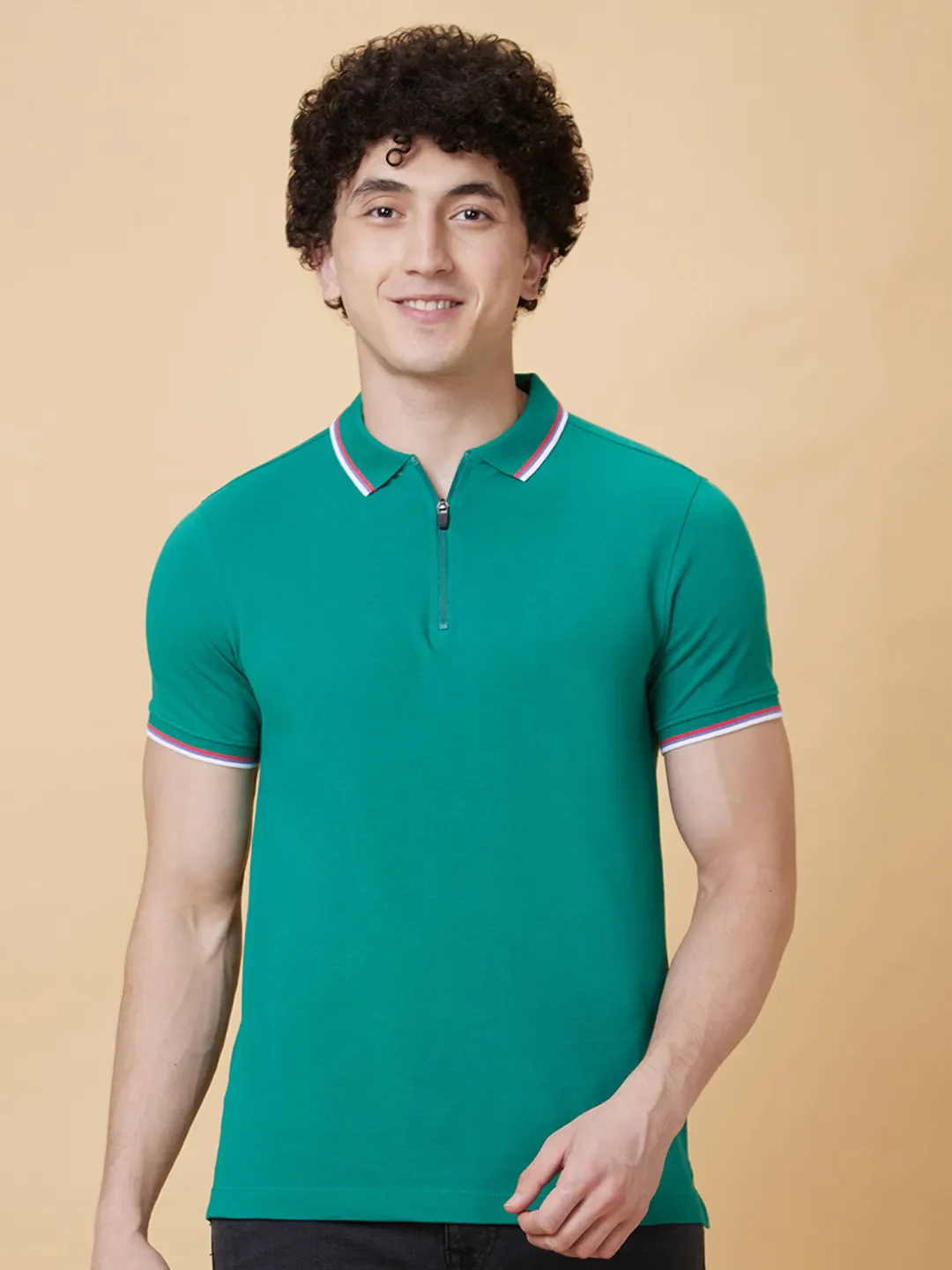Green Regular Fit Men's Polo T-Shirt by Being Human Clothing - Image 6