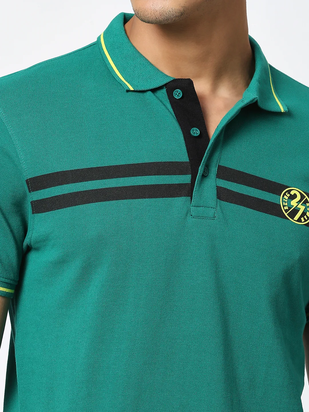 Green Regular Fit Men's Polo T-Shirt by Being Human Clothing - Image 5