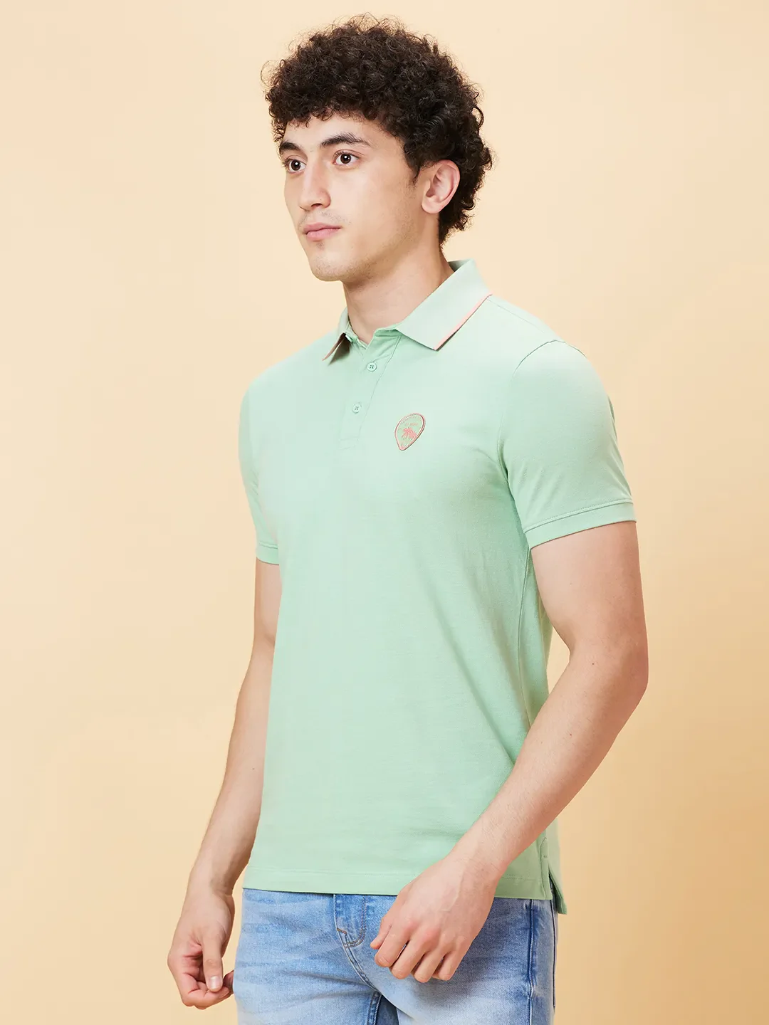 Green Regular Fit Men's Polo T-Shirt by Being Human Clothing - Image 3