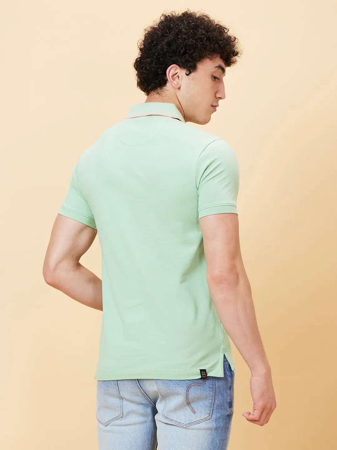 Green Regular Fit Men's Polo T-Shirt by Being Human Clothing - Image 4