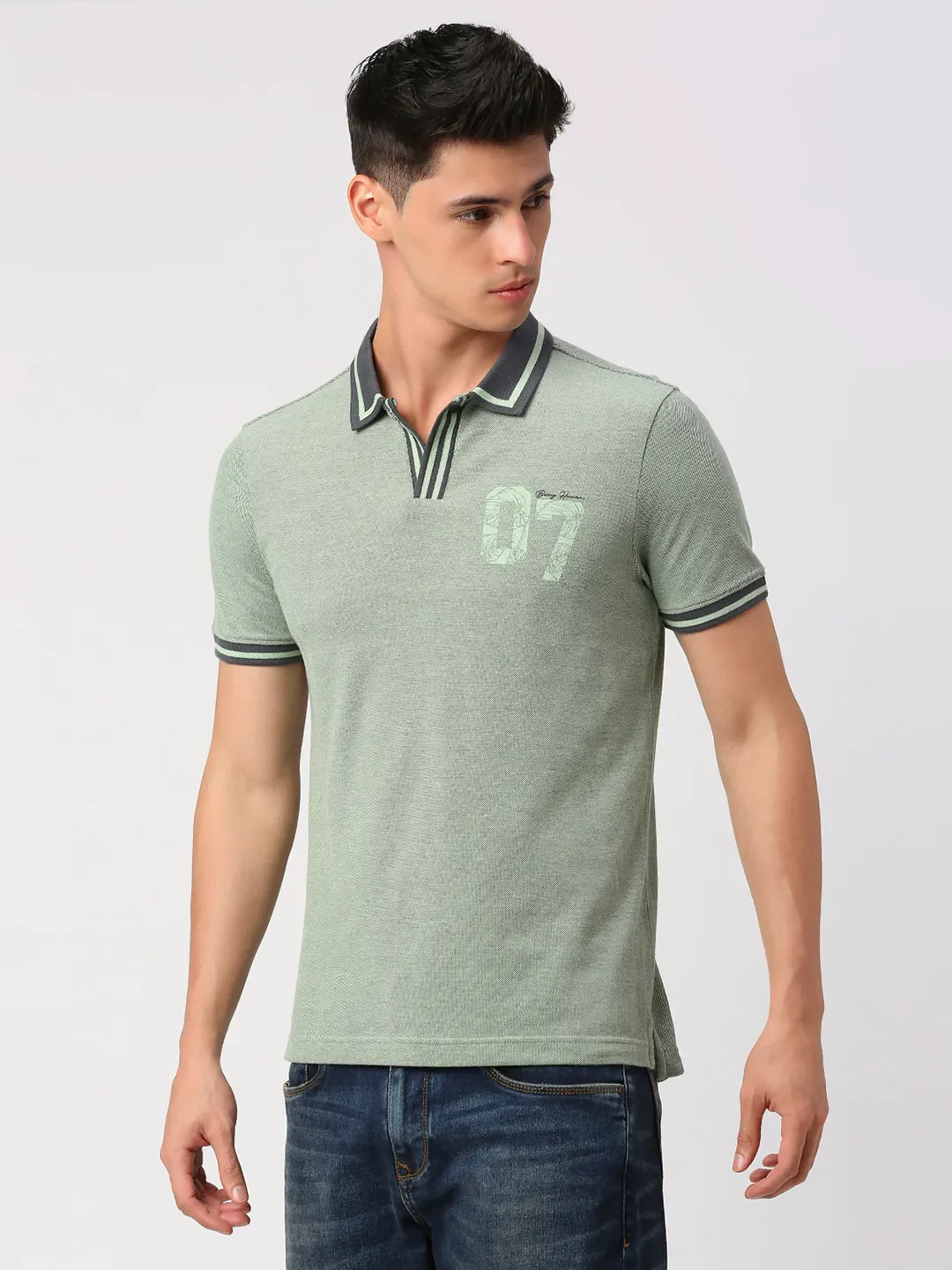 Green Regular Fit Men's Polo T-Shirt by Being Human Clothing - Image 2
