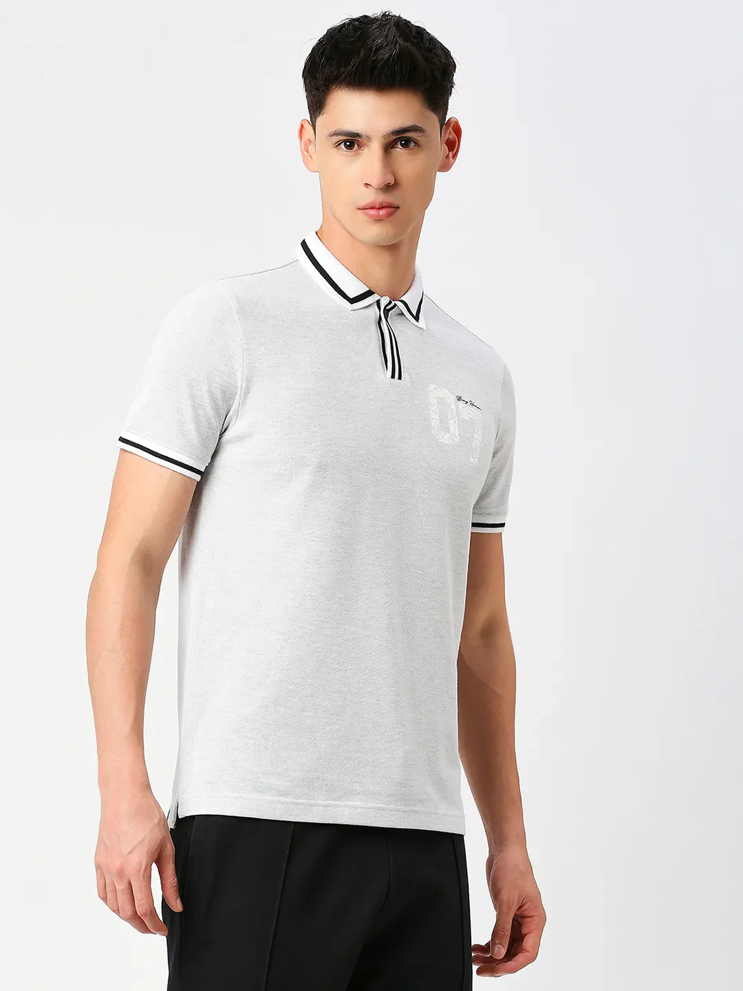 Grey Regular Fit Men's Polo T-Shirt by Being Human Clothing - Image 3