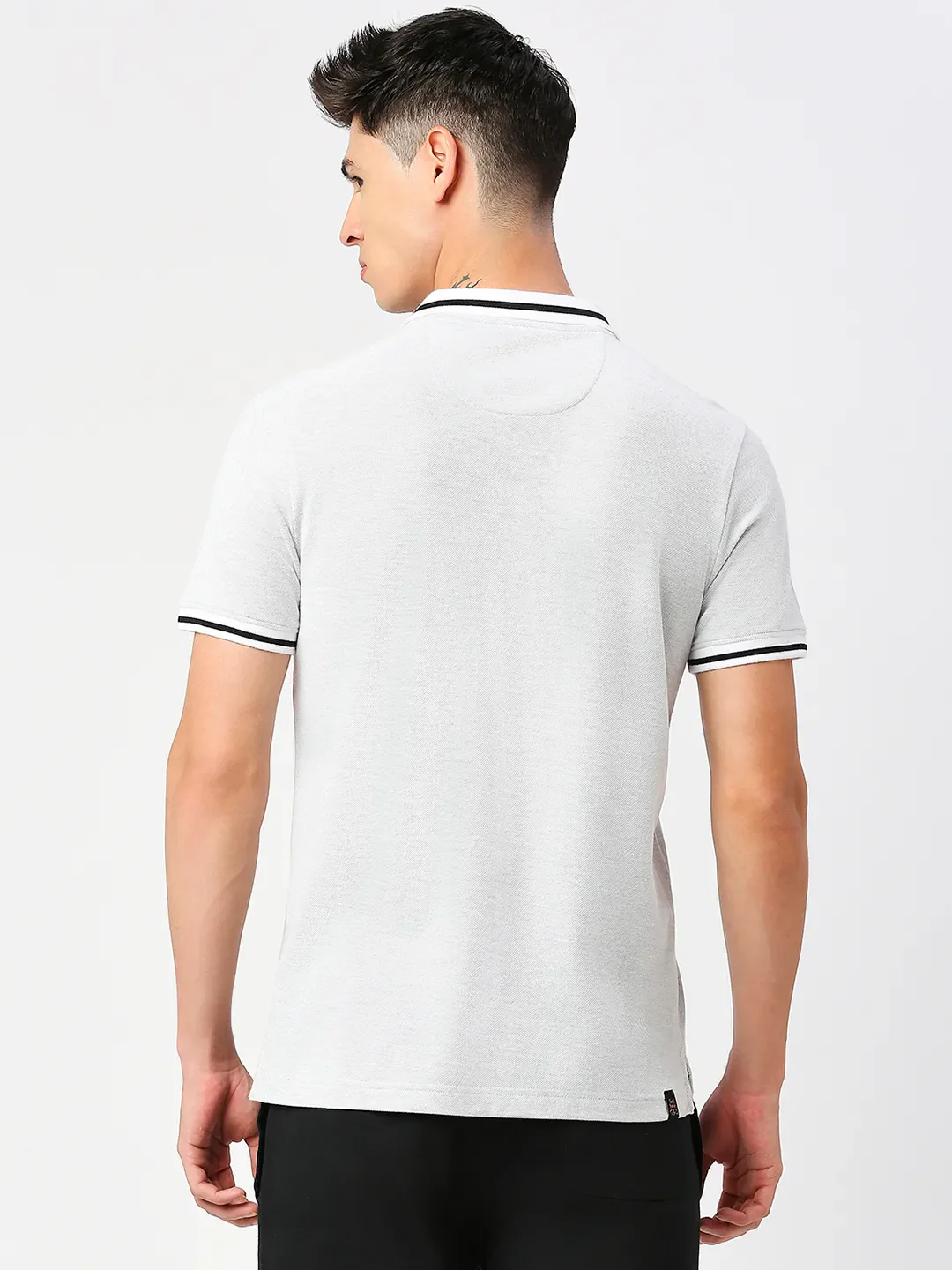 Grey Regular Fit Men's Polo T-Shirt by Being Human Clothing - Image 4
