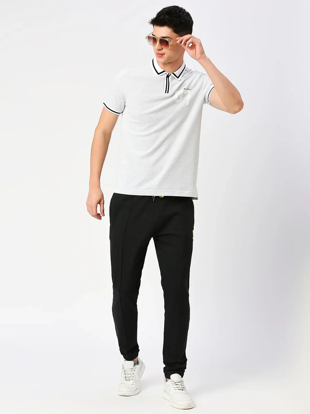 Grey Regular Fit Men's Polo T-Shirt by Being Human Clothing - Image 6