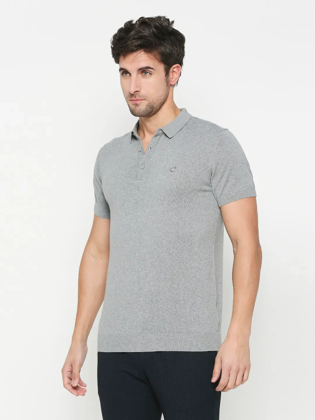 Grey Regular Fit Men's Polo T-Shirt by Being Human Clothing - Image 2