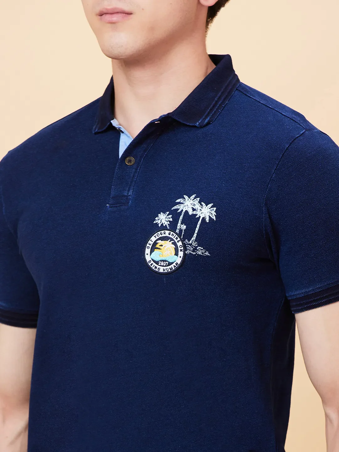 Blue Regular Fit Men's Polo T-Shirt by Being Human Clothing - Image 2