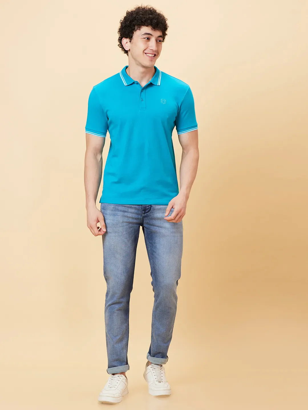 Blue Regular Fit Men's Polo T-Shirt by Being Human Clothing - Image 2