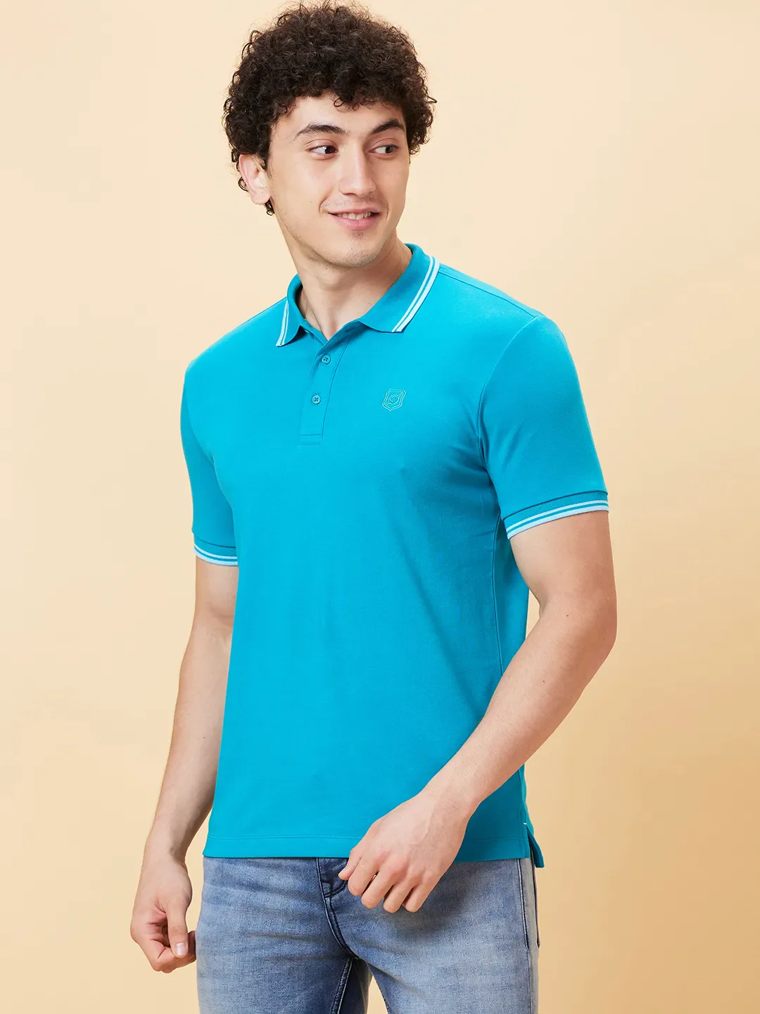 Blue Regular Fit Men's Polo T-Shirt by Being Human Clothing - Image 3