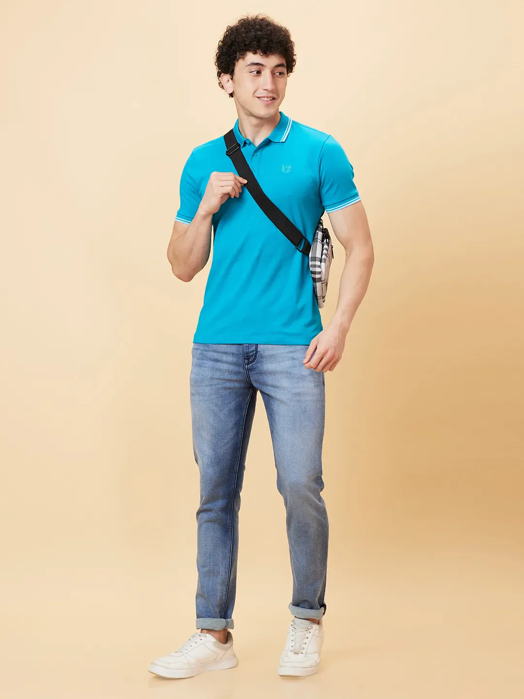 Blue Regular Fit Men's Polo T-Shirt by Being Human Clothing - Image 6