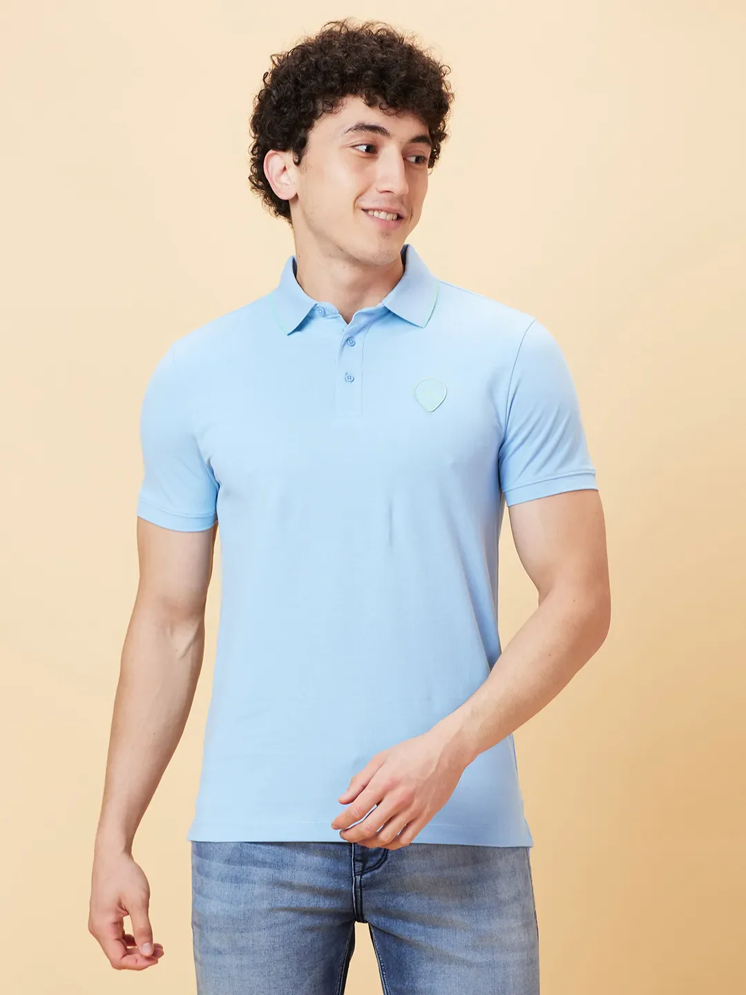 Blue Regular Fit Men's Polo T-Shirt by Being Human Clothing