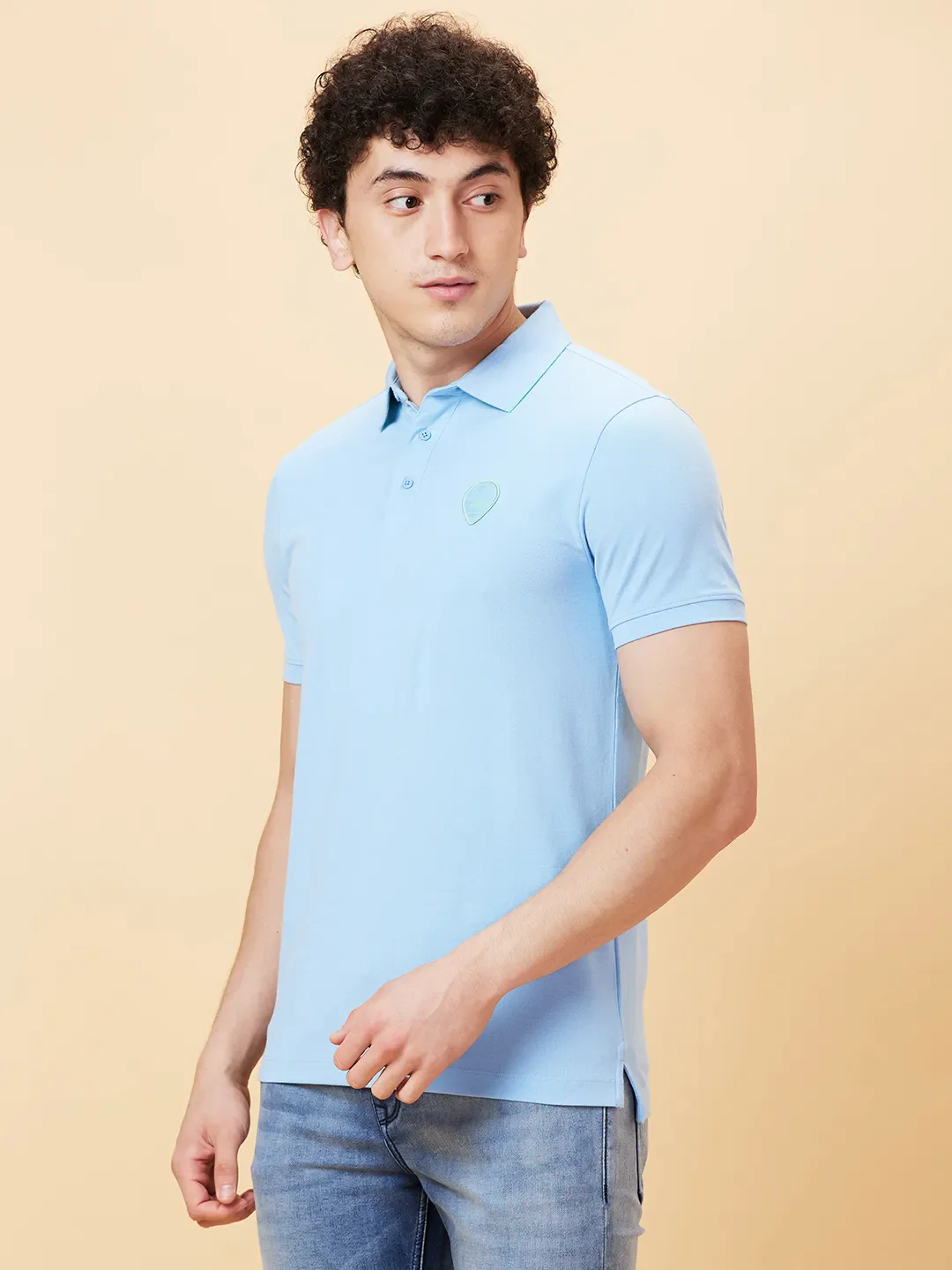 Blue Regular Fit Men's Polo T-Shirt by Being Human Clothing - Image 3