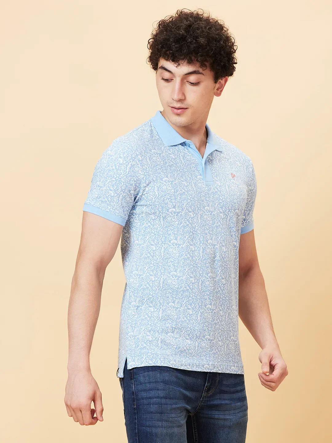 Light Blue Regular Fit Men's Polo T-shirt by Being Human Clothing