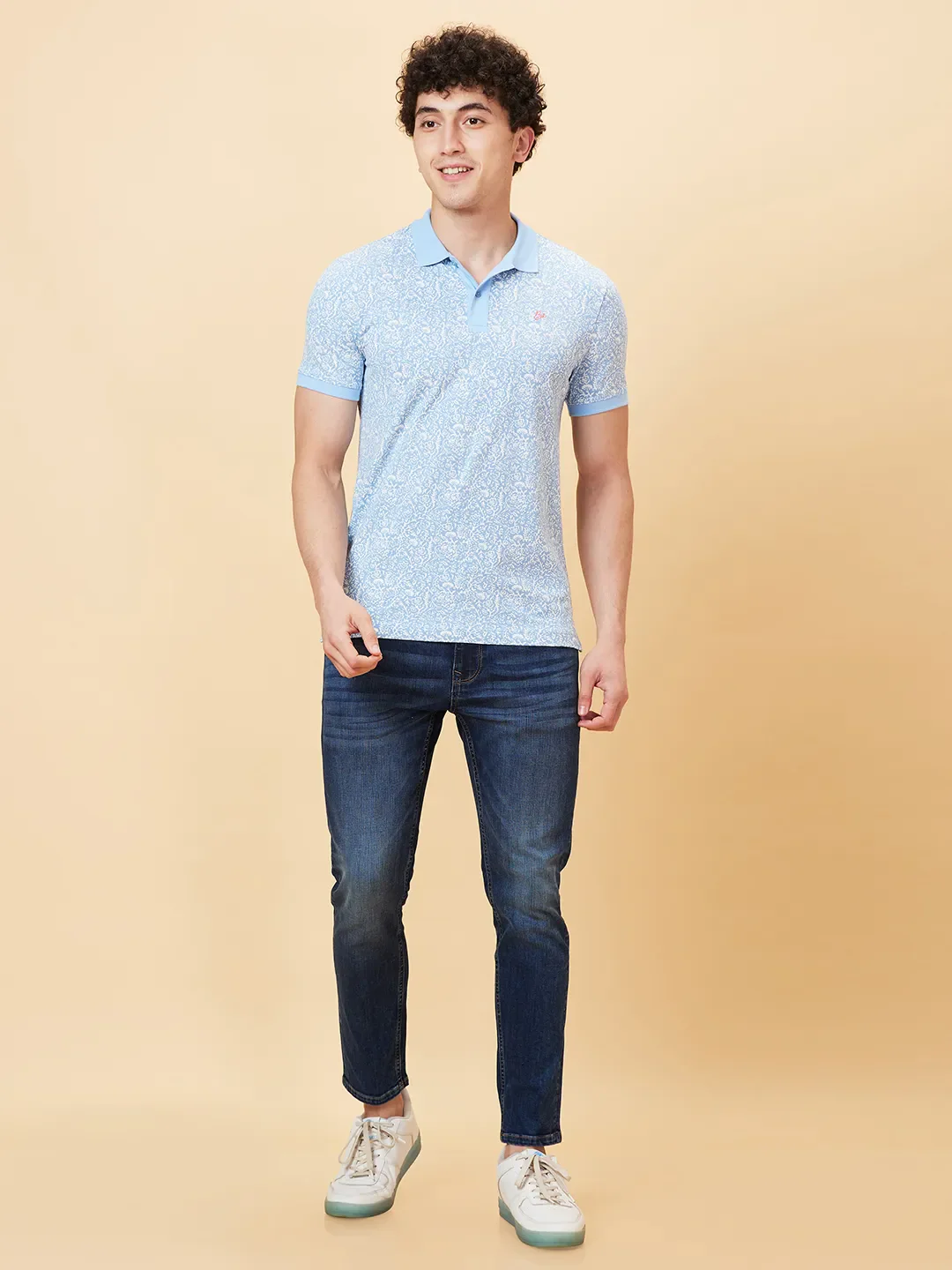 Light Blue Regular Fit Men's Polo T-shirt by Being Human Clothing - Image 6