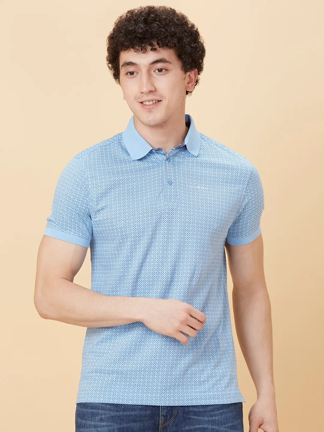 Light Blue Regular Fit Men's Polo T-shirt by Being Human Clothing