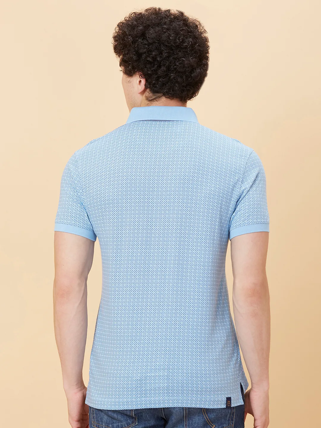 Light Blue Regular Fit Men's Polo T-shirt by Being Human Clothing - Image 3
