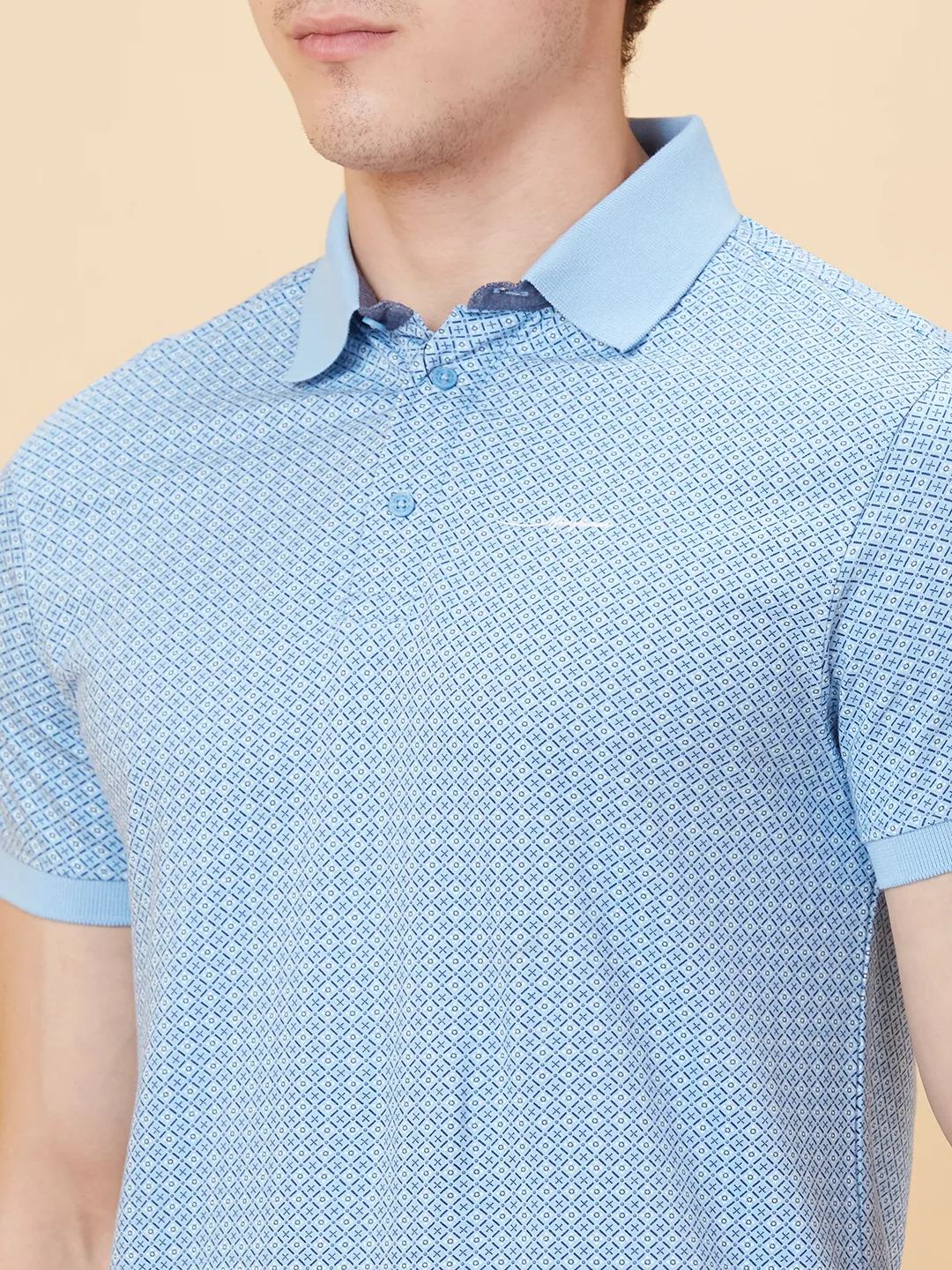 Light Blue Regular Fit Men's Polo T-shirt by Being Human Clothing - Image 5