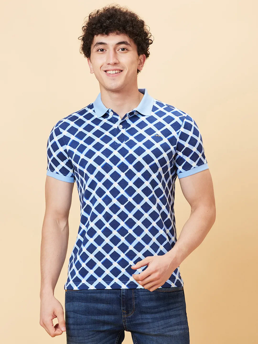 Light Blue Regular Fit Men's Polo T-shirt by Being Human Clothing