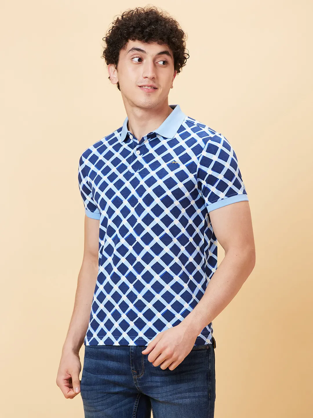 Light Blue Regular Fit Men's Polo T-shirt by Being Human Clothing - Image 3