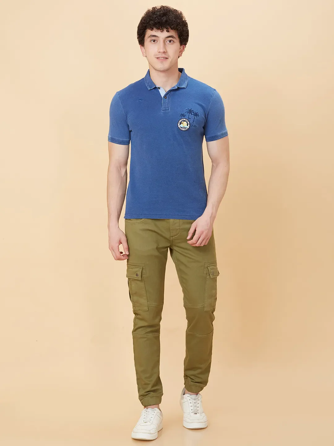 Light Blue Regular Fit Men's Polo T-shirt by Being Human Clothing - Image 2
