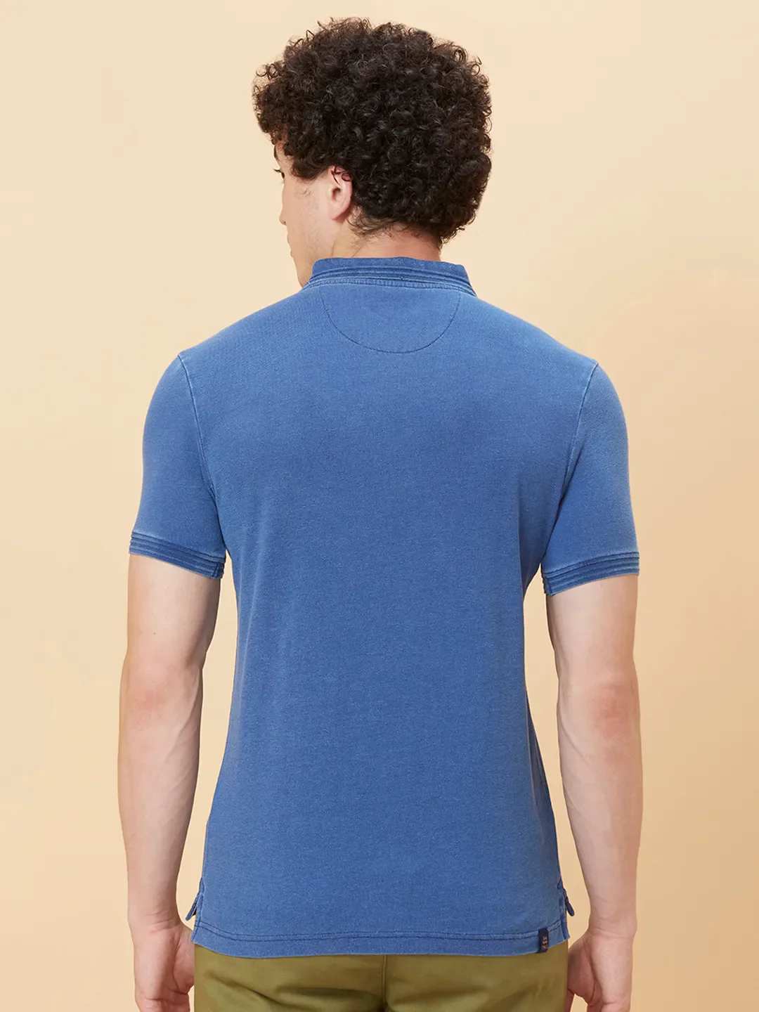Light Blue Regular Fit Men's Polo T-shirt by Being Human Clothing - Image 3