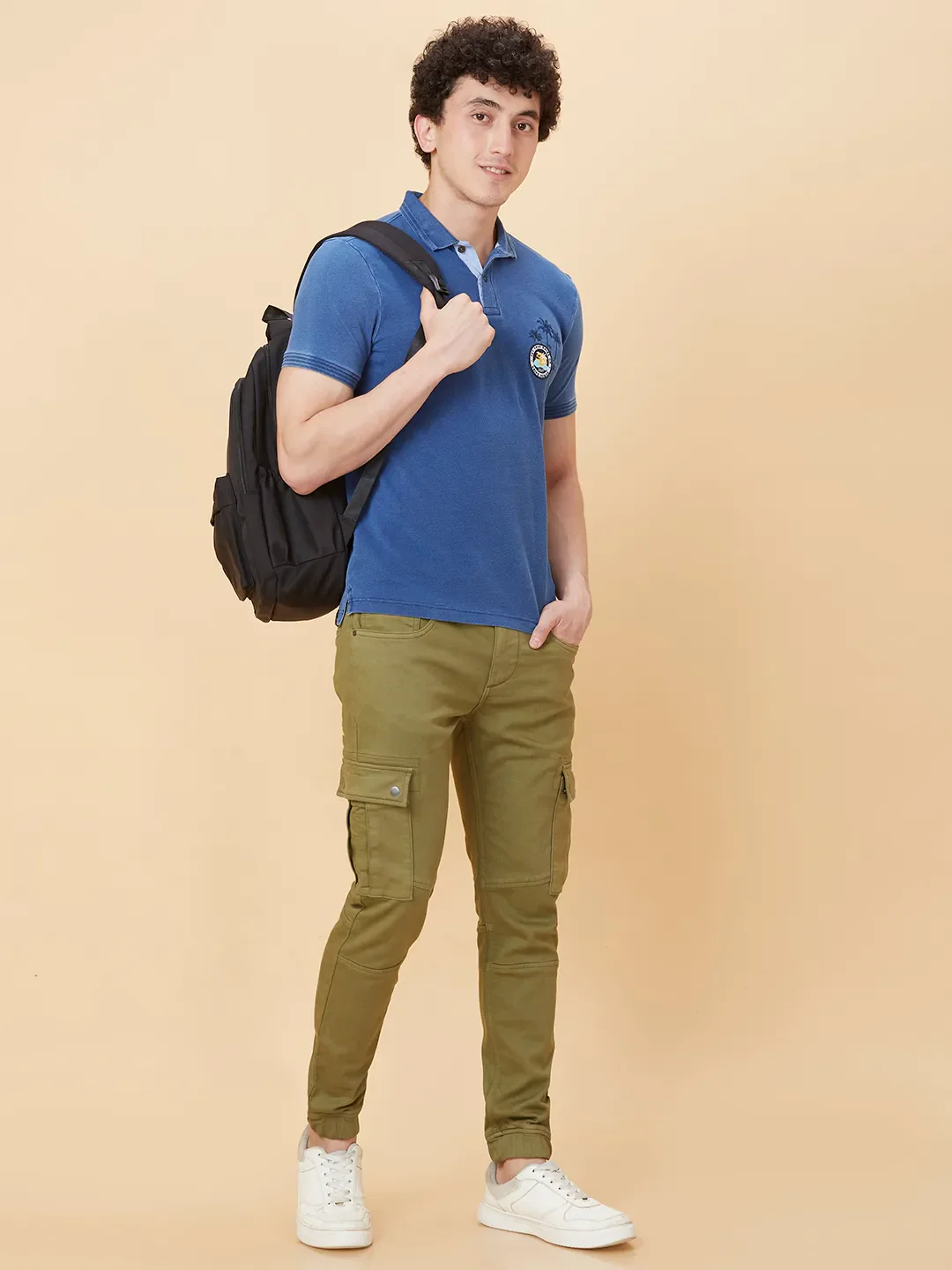 Light Blue Regular Fit Men's Polo T-shirt by Being Human Clothing - Image 6