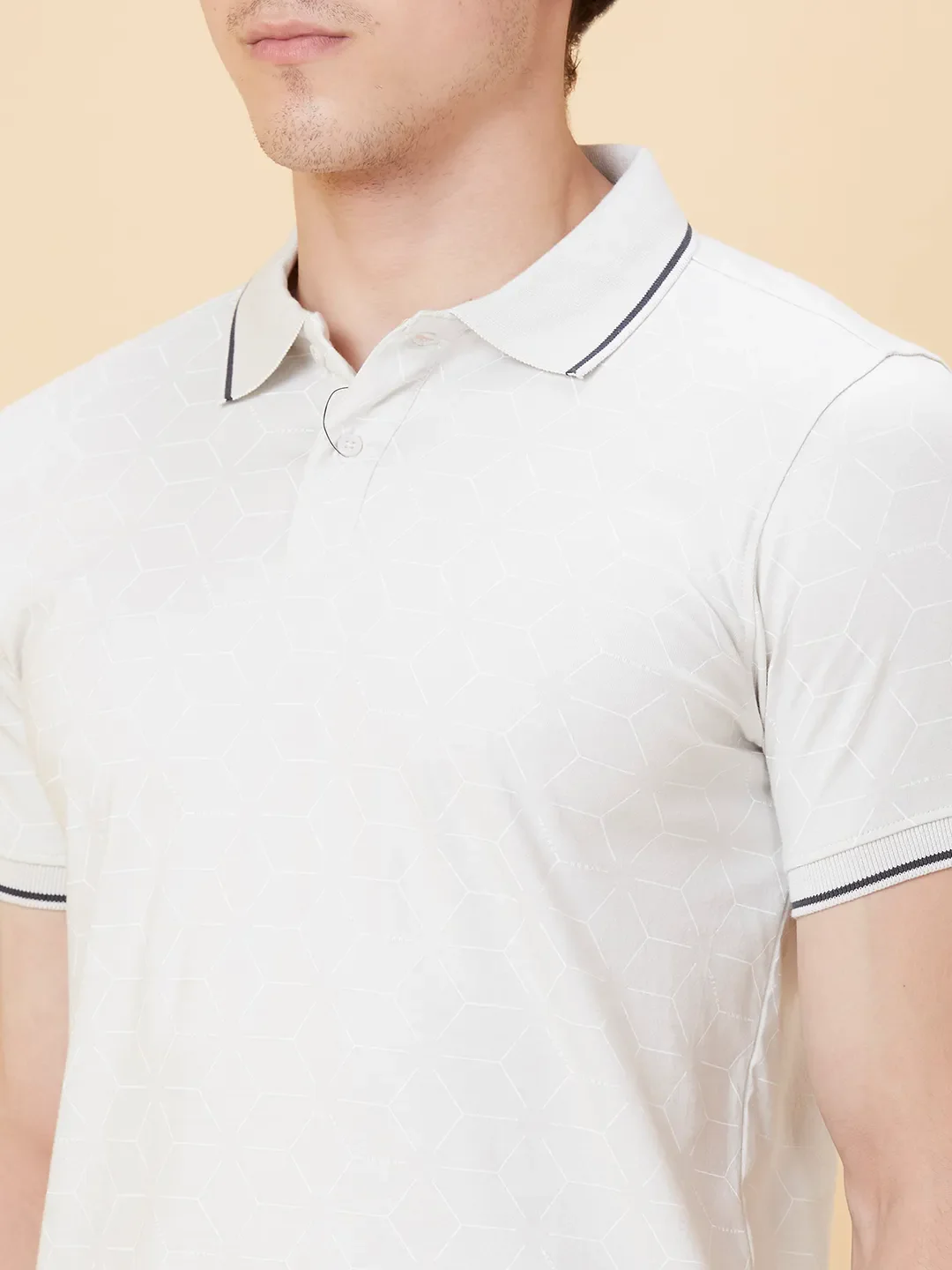 Light Grey Regular Fit Men's Polo T-shirt by Being Human Clothing - Image 5