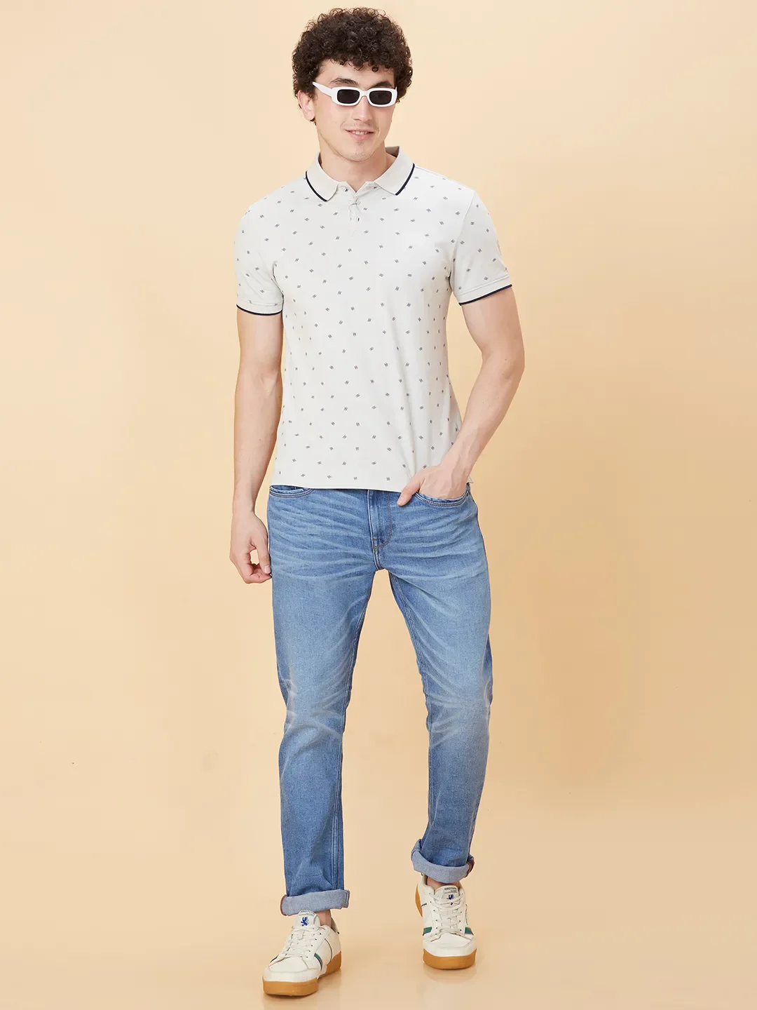 Light Grey Regular Fit Men's Polo T-shirt by Being Human Clothing - Image 2