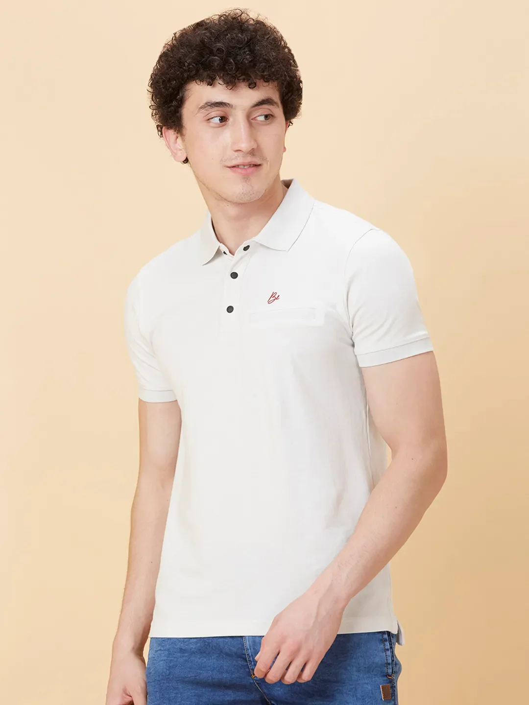 Grey Regular Fit Men's Polo T-Shirt by Being Human Clothing - Image 4