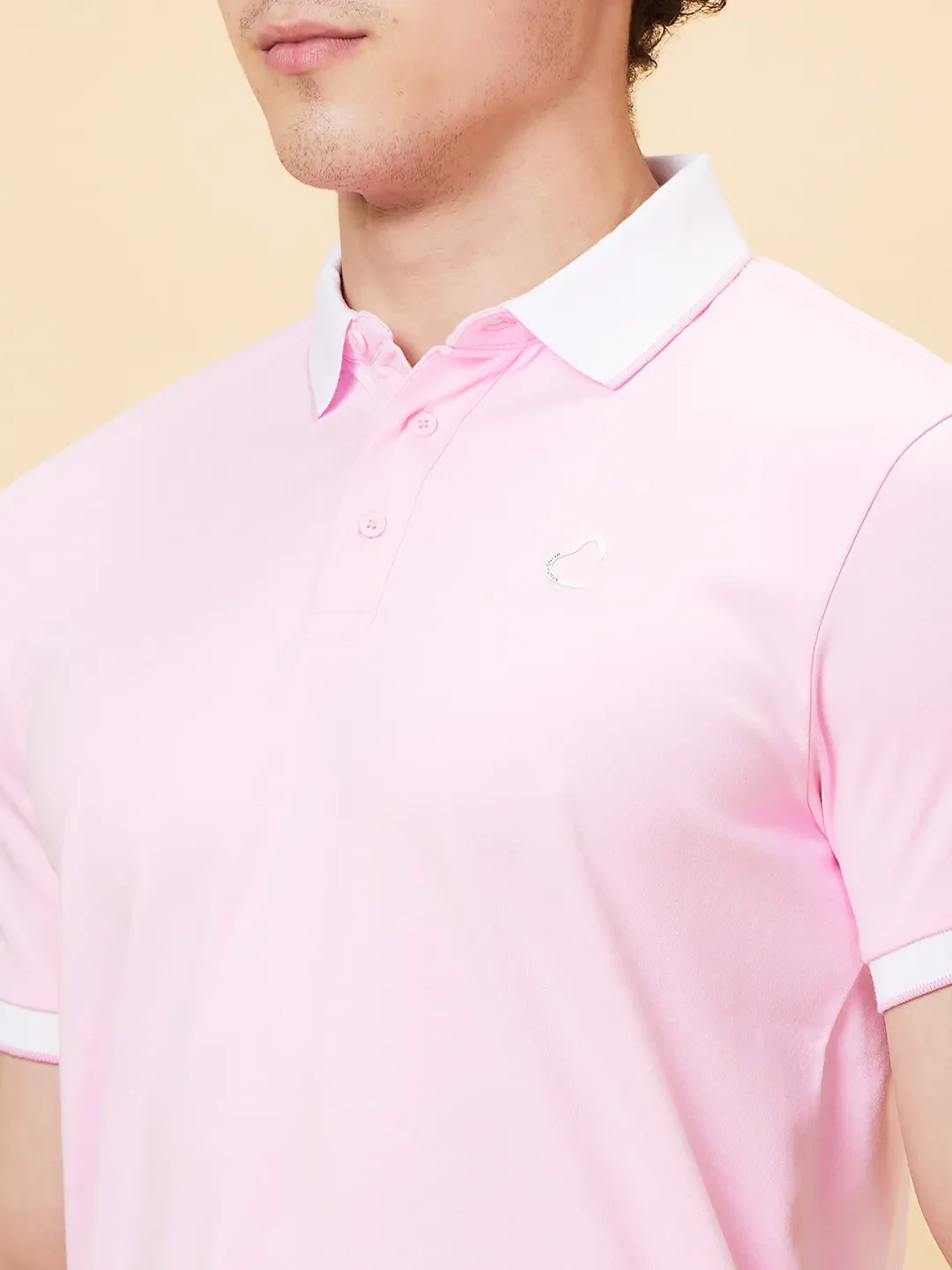 Pink Regular Fit Men's Polo T-Shirt by Being Human Clothing - Image 3