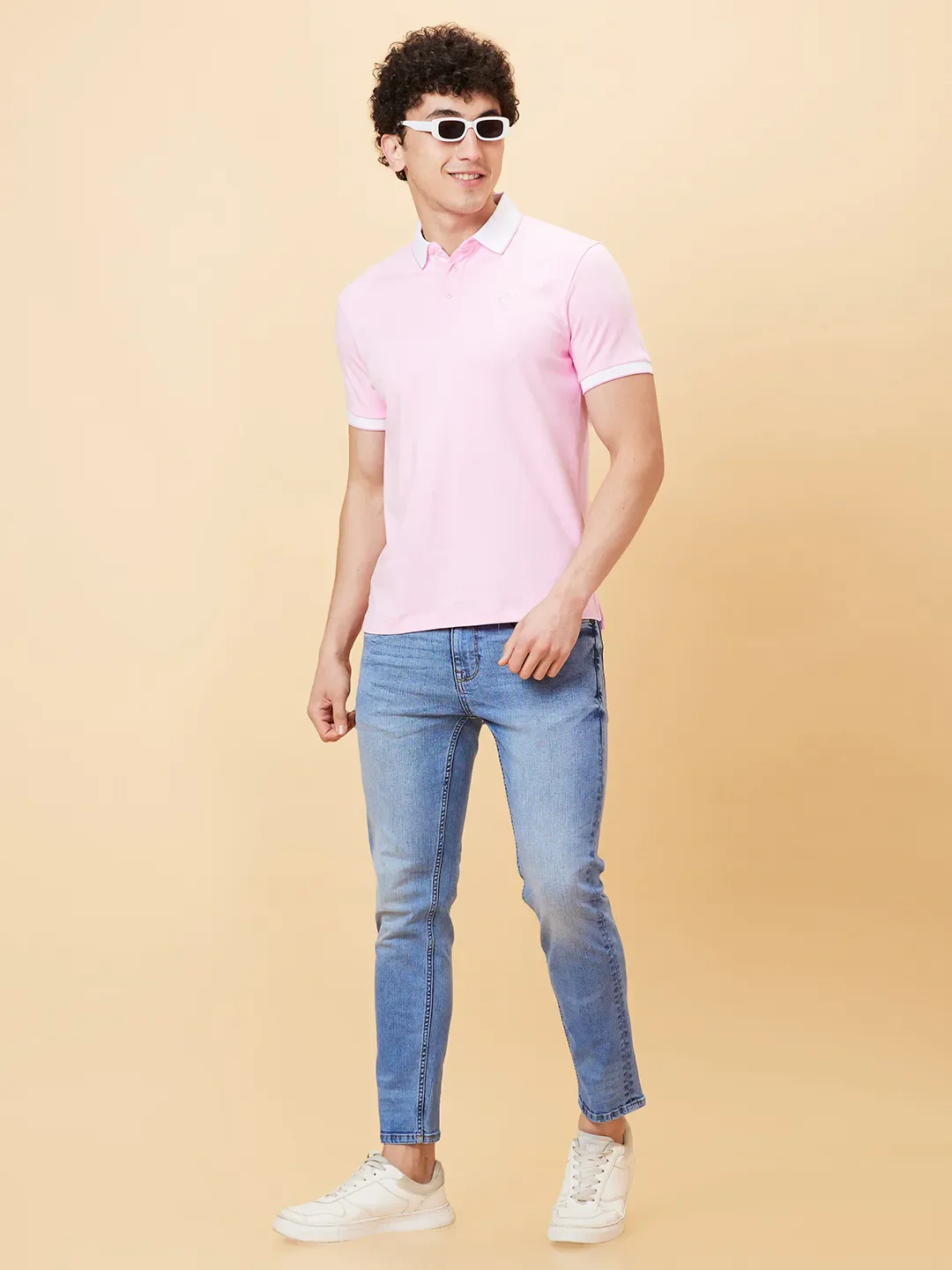 Pink Regular Fit Men's Polo T-Shirt by Being Human Clothing - Image 6