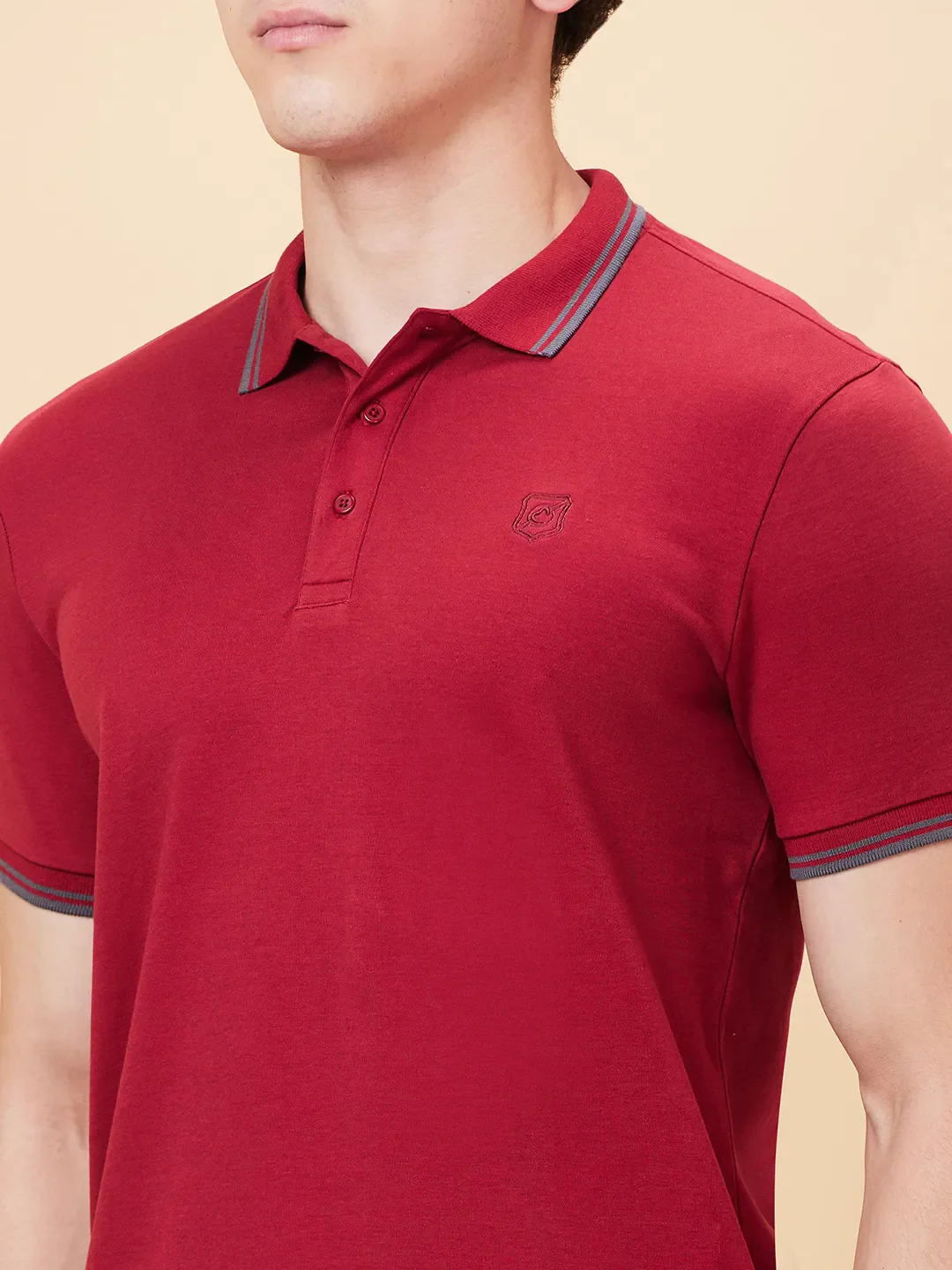 Maroon Regular Fit Men's Polo T-Shirt by Being Human Clothing - Image 5