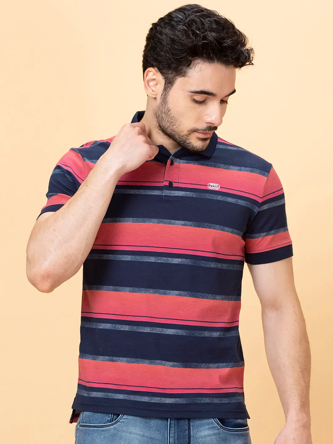 Midnight Blue Regular Fit Men's Polo T-shirt by Being Human Clothing