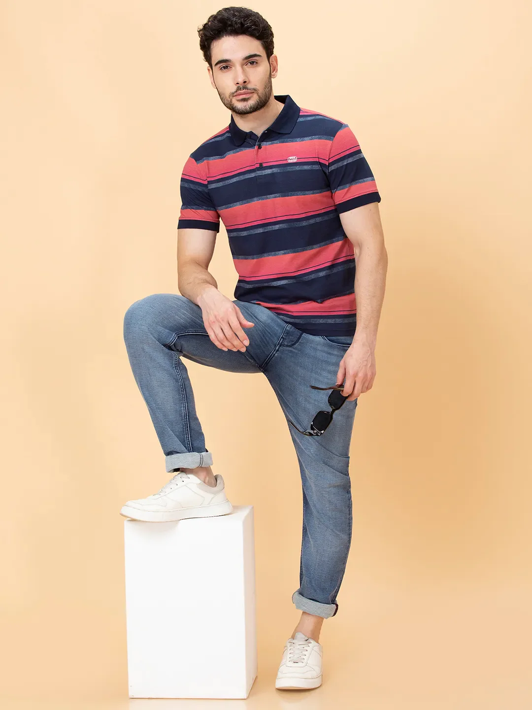 Midnight Blue Regular Fit Men's Polo T-shirt by Being Human Clothing - Image 6