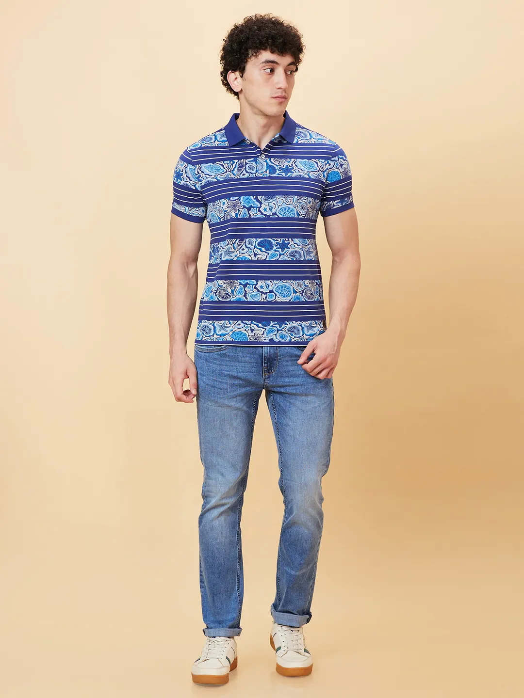 Midnight Blue Regular Fit Men's Polo T-shirt by Being Human Clothing - Image 2