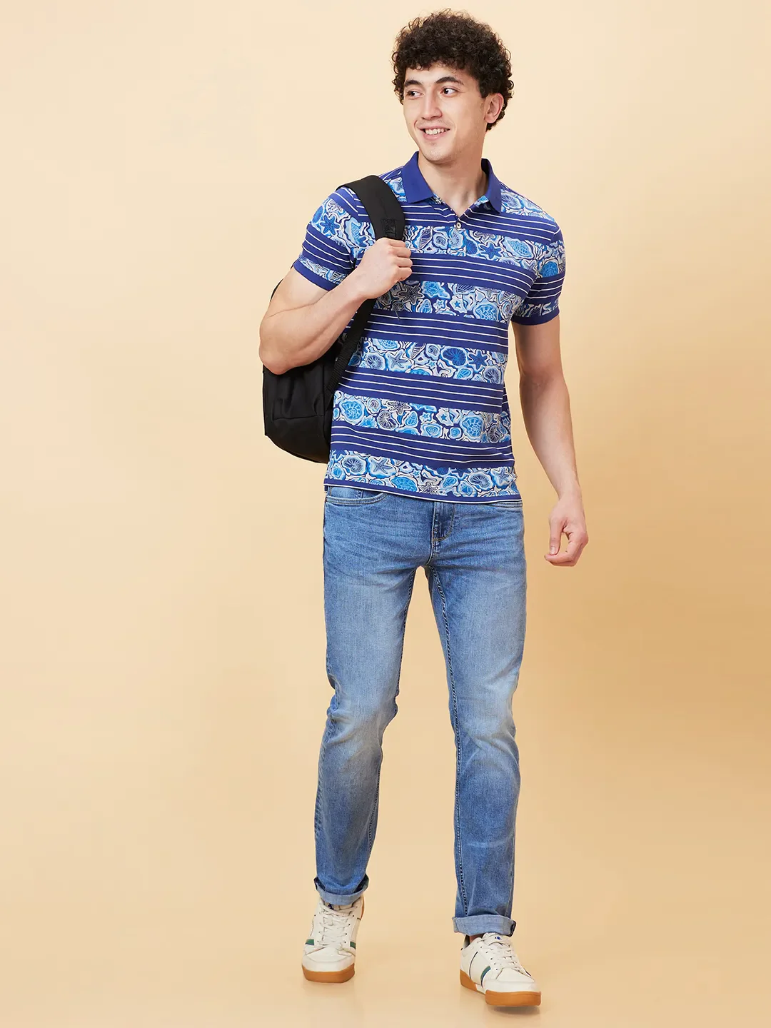 Midnight Blue Regular Fit Men's Polo T-shirt by Being Human Clothing - Image 6