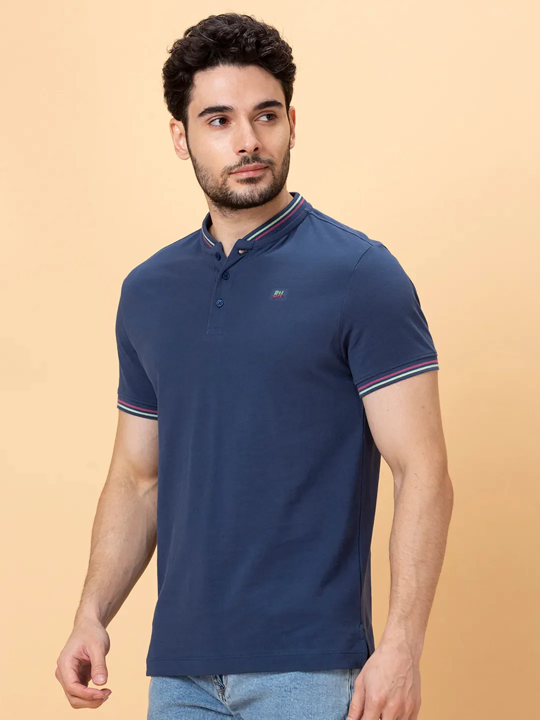 Blue Regular Fit Men's Polo T-Shirt by Being Human Clothing - Image 4