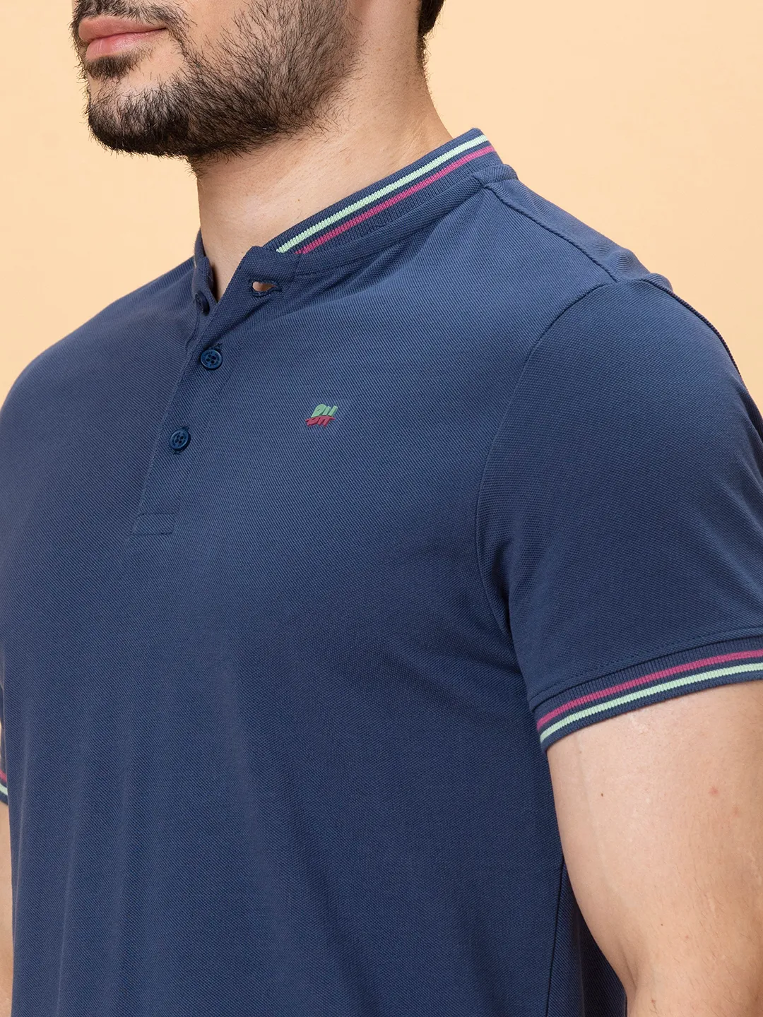 Blue Regular Fit Men's Polo T-Shirt by Being Human Clothing - Image 5